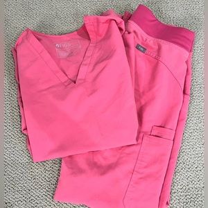 Neon Pink Figs Scrub Set